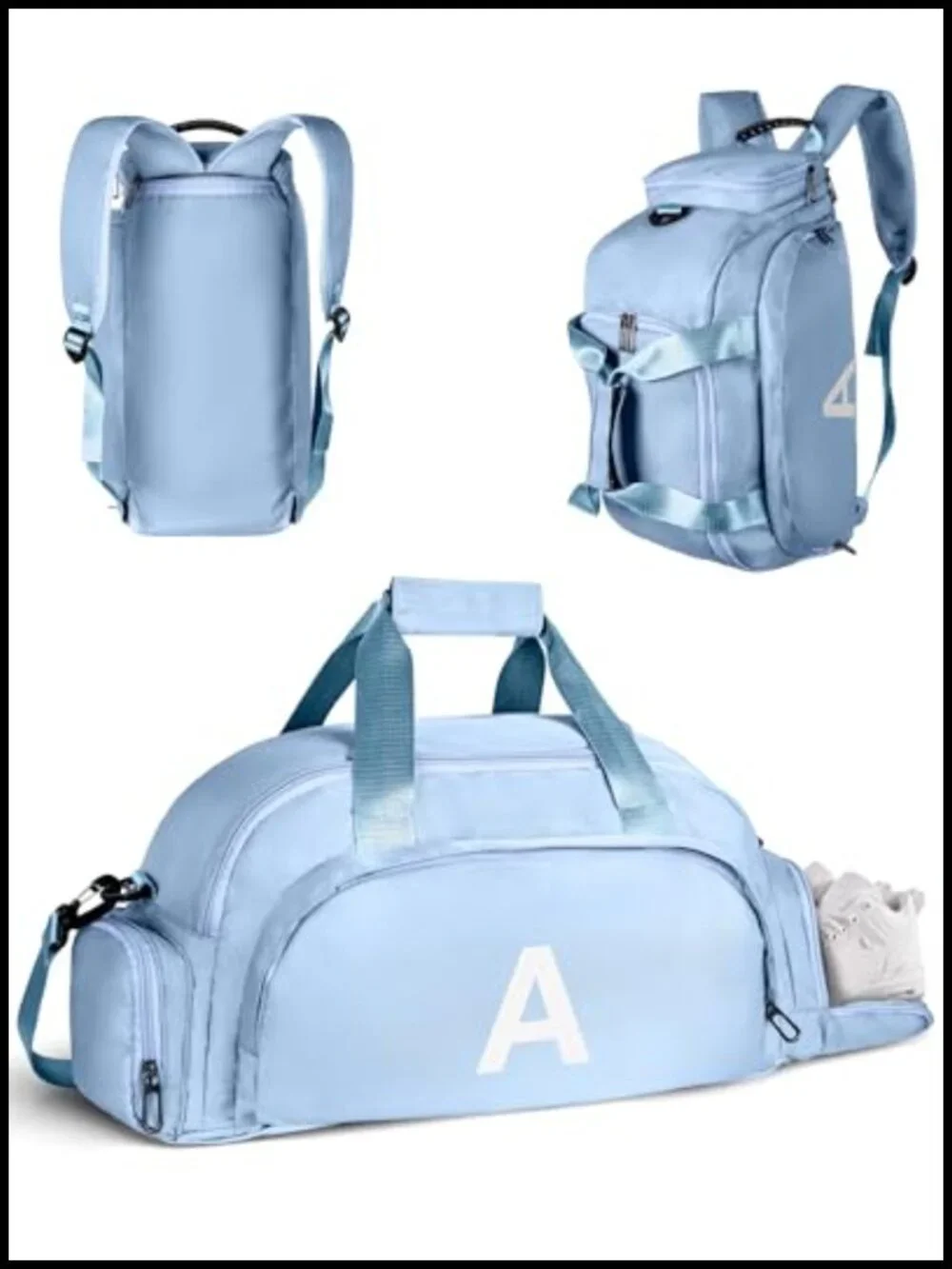 Personalized Duffel Gym Bag with Shoe Compartment Convertible Travel Sports